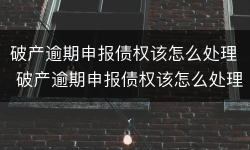 破产逾期申报债权该怎么处理 破产逾期申报债权该怎么处理呢