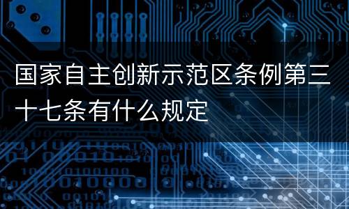 国家自主创新示范区条例第三十七条有什么规定