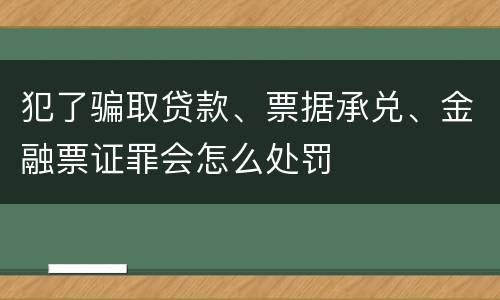 犯了骗取贷款、票据承兑、金融票证罪会怎么处罚