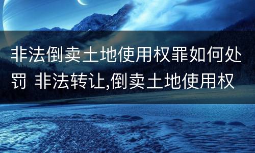 非法倒卖土地使用权罪如何处罚 非法转让,倒卖土地使用权罪