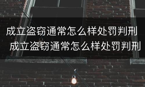 成立盗窃通常怎么样处罚判刑 成立盗窃通常怎么样处罚判刑多少年