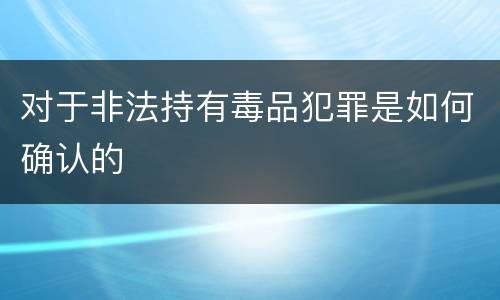 对于非法持有毒品犯罪是如何确认的