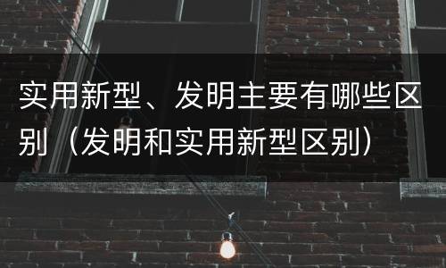 实用新型、发明主要有哪些区别（发明和实用新型区别）