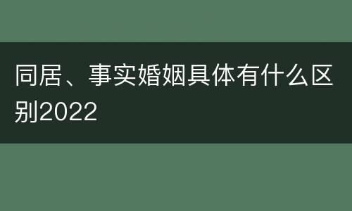 同居、事实婚姻具体有什么区别2022