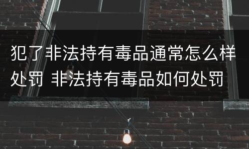 犯了非法持有毒品通常怎么样处罚 非法持有毒品如何处罚