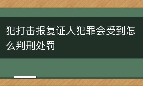 犯打击报复证人犯罪会受到怎么判刑处罚