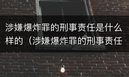 涉嫌爆炸罪的刑事责任是什么样的（涉嫌爆炸罪的刑事责任是什么样的呢）