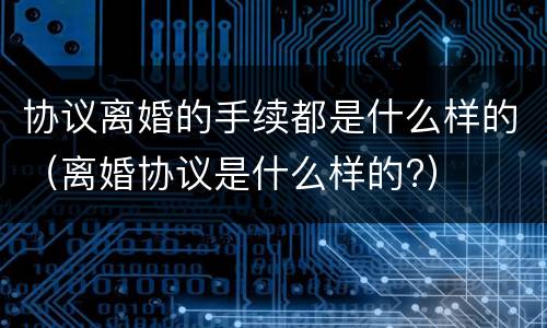 协议离婚的手续都是什么样的（离婚协议是什么样的?）