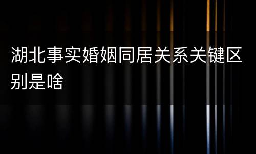 湖北事实婚姻同居关系关键区别是啥