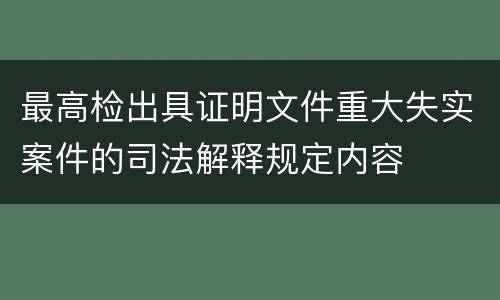 最高检出具证明文件重大失实案件的司法解释规定内容