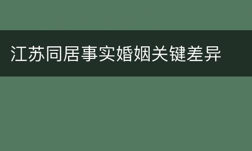 江苏同居事实婚姻关键差异