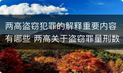 两高盗窃犯罪的解释重要内容有哪些 两高关于盗窃罪量刑数额