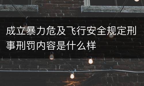 成立暴力危及飞行安全规定刑事刑罚内容是什么样