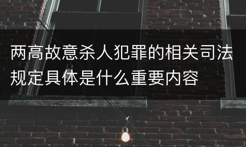 两高故意杀人犯罪的相关司法规定具体是什么重要内容