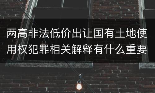 两高非法低价出让国有土地使用权犯罪相关解释有什么重要内容