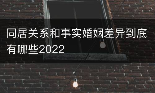 同居关系和事实婚姻差异到底有哪些2022