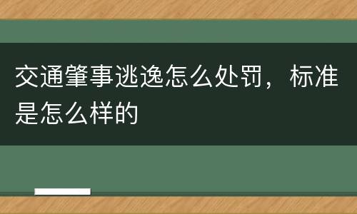 交通肇事逃逸怎么处罚，标准是怎么样的