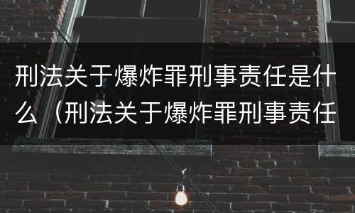 刑法关于爆炸罪刑事责任是什么（刑法关于爆炸罪刑事责任是什么内容）