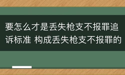 要怎么才是丢失枪支不报罪追诉标准 构成丢失枪支不报罪的行为