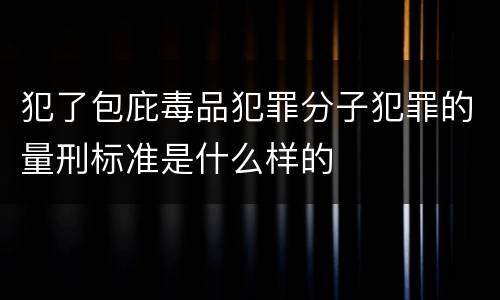 犯了包庇毒品犯罪分子犯罪的量刑标准是什么样的