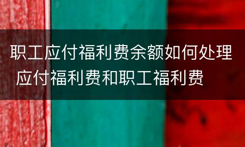 职工应付福利费余额如何处理 应付福利费和职工福利费