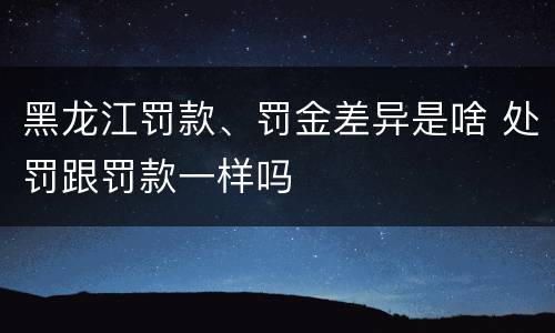 黑龙江罚款、罚金差异是啥 处罚跟罚款一样吗