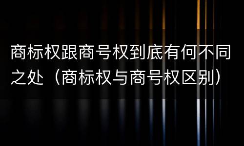 商标权跟商号权到底有何不同之处（商标权与商号权区别）