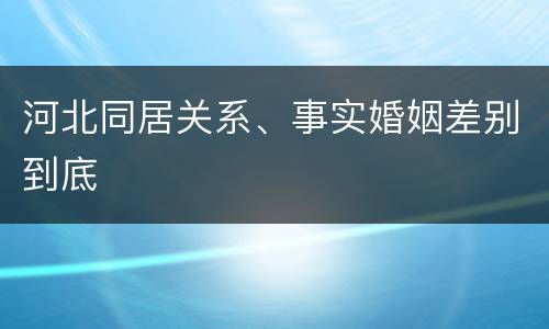 河北同居关系、事实婚姻差别到底