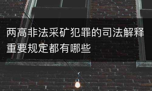 两高非法采矿犯罪的司法解释重要规定都有哪些