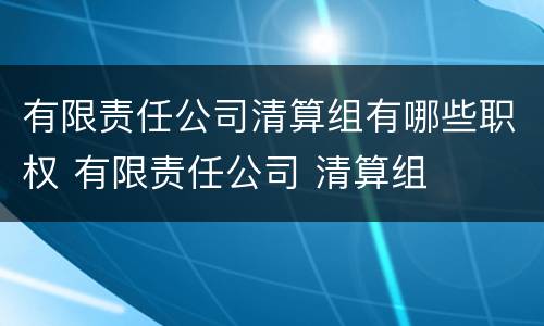 有限责任公司清算组有哪些职权 有限责任公司 清算组