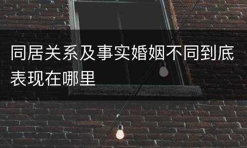 同居关系及事实婚姻不同到底表现在哪里