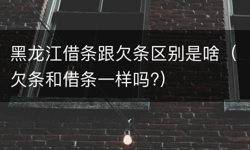 黑龙江借条跟欠条区别是啥（欠条和借条一样吗?）