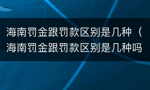 海南罚金跟罚款区别是几种（海南罚金跟罚款区别是几种吗）