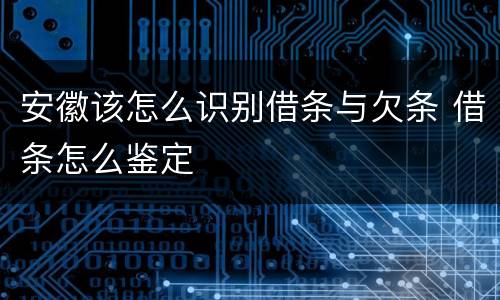 安徽该怎么识别借条与欠条 借条怎么鉴定