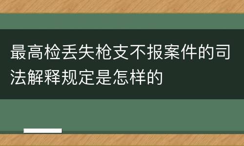 最高检丢失枪支不报案件的司法解释规定是怎样的