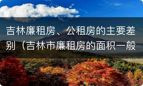 吉林廉租房、公租房的主要差别（吉林市廉租房的面积一般多大）