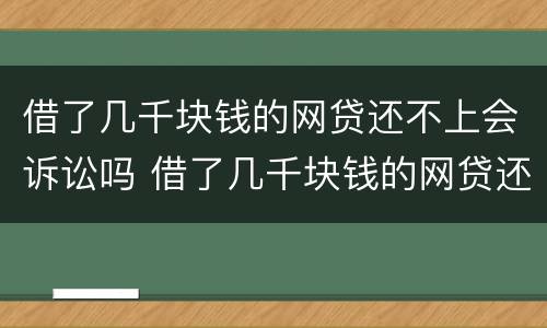 借了几千块钱的网贷还不上会诉讼吗 借了几千块钱的网贷还不上会诉讼吗知乎