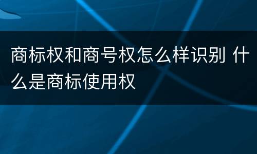 商标权和商号权怎么样识别 什么是商标使用权