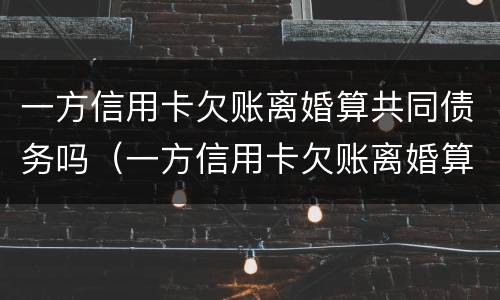 一方信用卡欠账离婚算共同债务吗（一方信用卡欠账离婚算共同债务吗知乎）