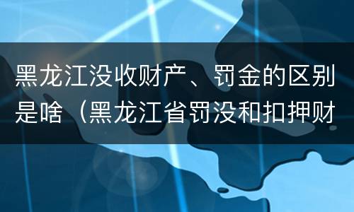 黑龙江没收财产、罚金的区别是啥（黑龙江省罚没和扣押财物管理条例）