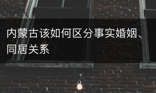 内蒙古该如何区分事实婚姻、同居关系