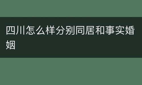 四川怎么样分别同居和事实婚姻