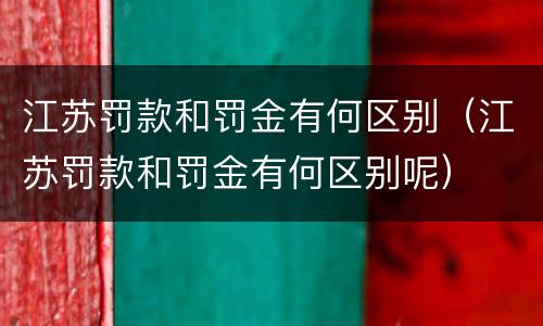 江苏罚款和罚金有何区别（江苏罚款和罚金有何区别呢）