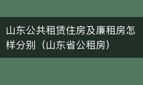 山东公共租赁住房及廉租房怎样分别（山东省公租房）