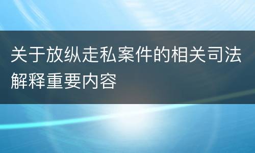 关于放纵走私案件的相关司法解释重要内容