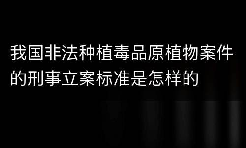 我国非法种植毒品原植物案件的刑事立案标准是怎样的