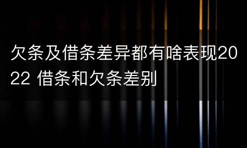 欠条及借条差异都有啥表现2022 借条和欠条差别