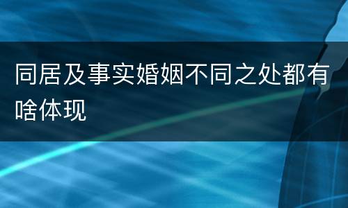 同居及事实婚姻不同之处都有啥体现