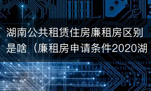 湖南公共租赁住房廉租房区别是啥（廉租房申请条件2020湖南）