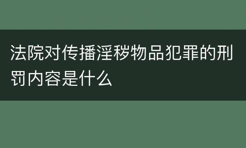 法院对传播淫秽物品犯罪的刑罚内容是什么